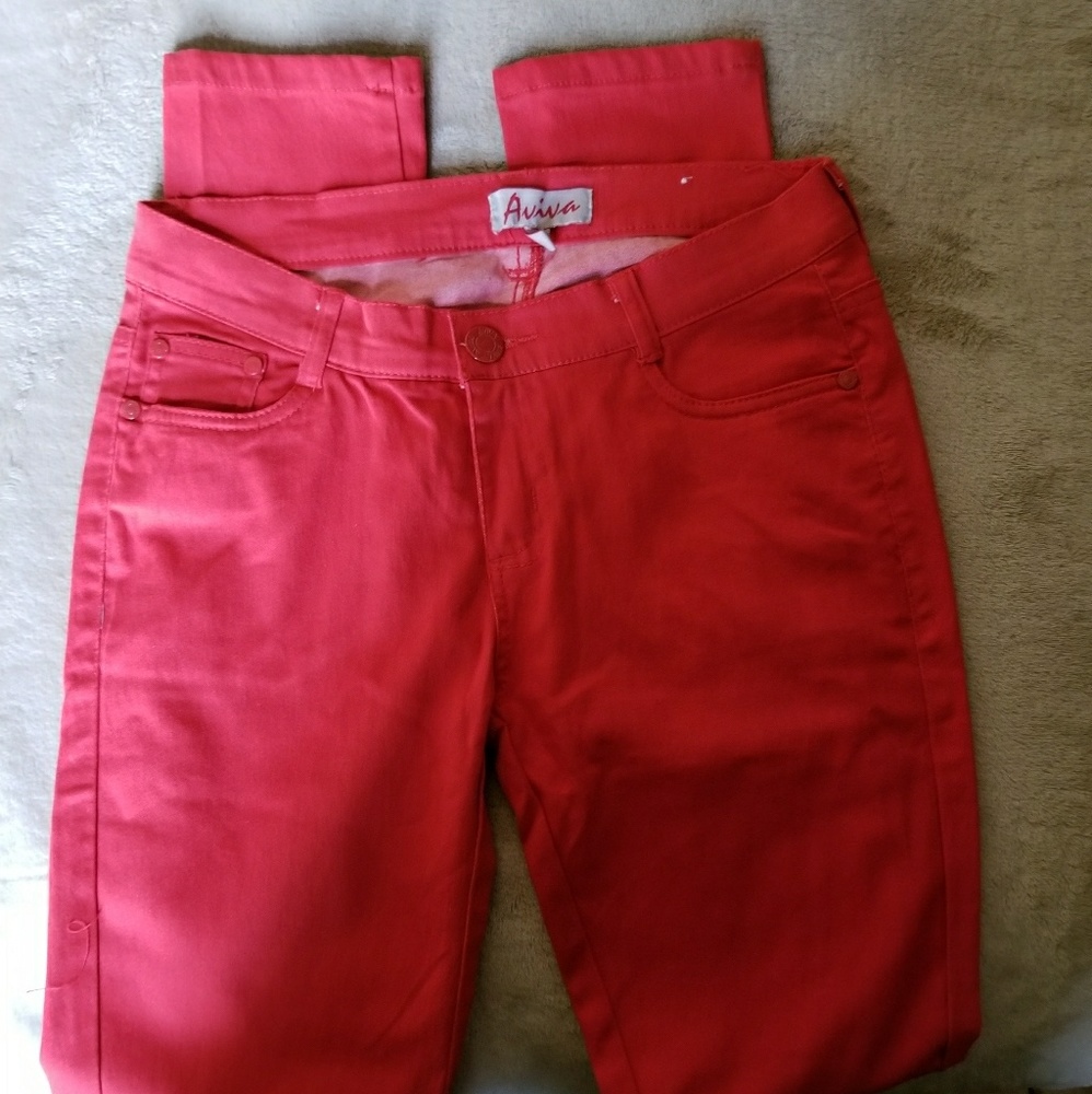 ***AVIVA BRAND RED SKINNY PANT JEANS***
